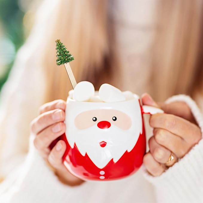 120Pcs Christmas Coffee Stirrers Disposable Stir Sticks Watercolor Xmas Tree Wooden Drink Stirrer for Hot Chocolate Milkshake Restaurant Home Office