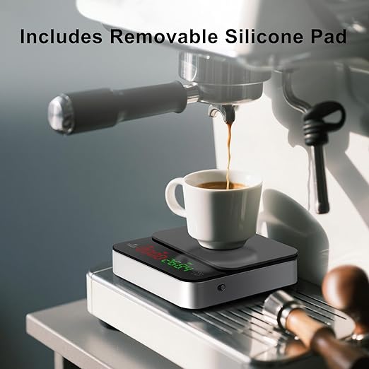 QP Mini Coffee Scale with Timer, 2kg/0.1g Accuracy Rechargeable Digital Espresso Scale with Timer, 3 Modes Digital Gram Scale for Coffee, g/ml/oz/lb, Capacitive Touch Control, Tempered Glass Surface