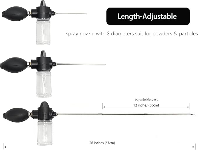 150ml Diatomaceous Earth Duster Powder Duster Garden Powder Sprayer Powder Dispenser Indoor and Outdoor with Length Adjustable from 11" to 26"
