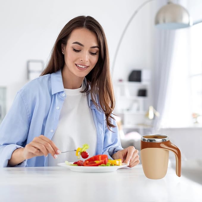 Automatic Magnetic Stirring Coffee Mug, Rotating Home Office Travel Mixing Cup，Funny Electric Stainless Steel Self Mixing Coffee Tumbler, Suitable for Coffee, Milk, Cocoa and Other Beverages……