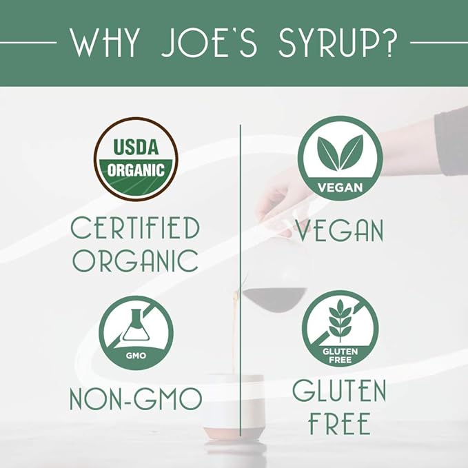 Joe’s Syrup Organic Flavored Syrup, Organic Vanilla, 750 ml (3 Pack)