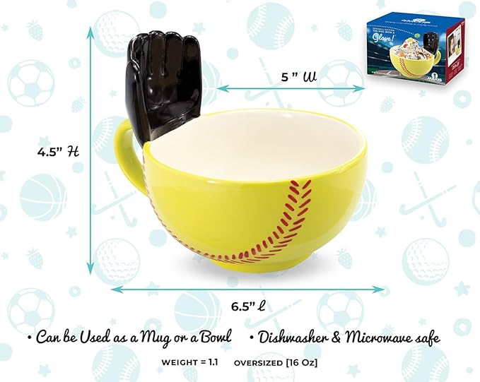 MAX'IS Creations The Softball Mug with a Glove, Softball Gifts for Girls 8-12 12-14 Mom Coach Gift Stuff, Novelty Ceramic Big Funny Coffee Mug, 16oz
