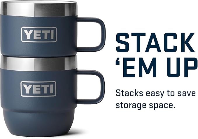 YETI Rambler 6 oz Stackable Mug, Stainless Steel, Vacuum Insulated Espresso/Coffee Mug, 2 Pack