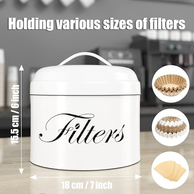 Coffee Filter Holder, Basket Storage Container for Counter, Black Small Bar Accessories for Coffee Bar Station(White)