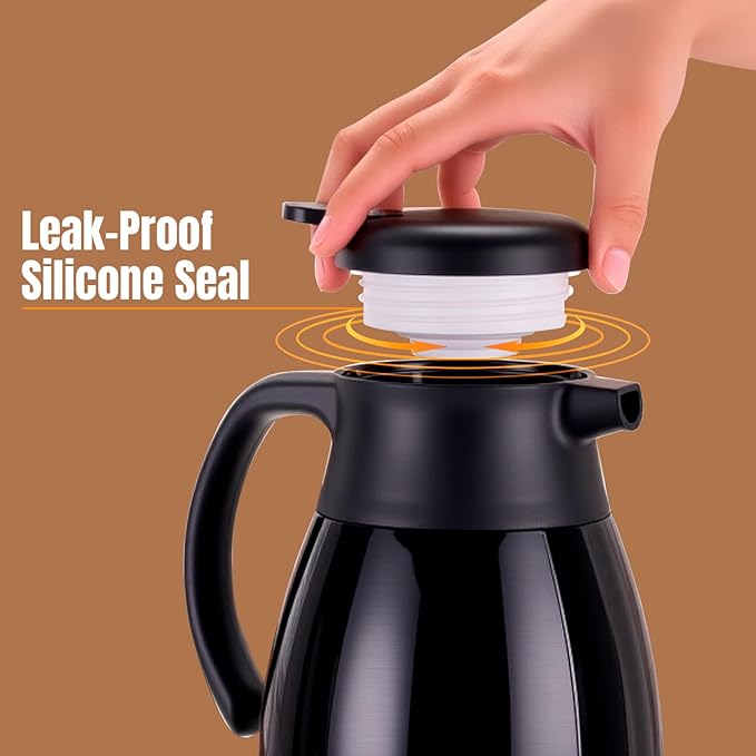 PARACITY 56oz Thermal Coffee Carafe with Stainless Steel Liner, Coffee Carafes for Keeping Hot, Double Walled Vacuum Insulated Coffee Urn for Coffee & Tea, Home & Office