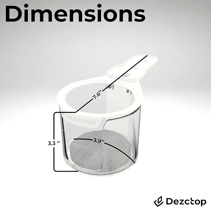 Dezctop Rotating Under Desk Cup Holder Plus with Absorbent Pad, Anti-Spill Swivel Design, Fits Mugs, tumblers, and Cups, Perfect for Gaming or Office Desks, White