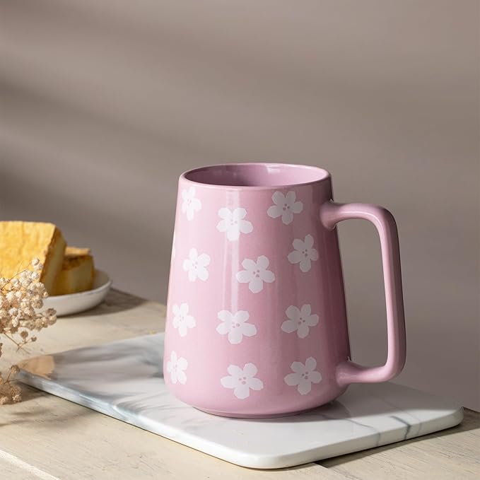 24 oz Large Ceramic Coffee mugs, Extra Large Tea and Coffee Cups, Large Handle Coffee Mug for Office and Home, Microwave and Diahwasher Safe. (24 oz violet)