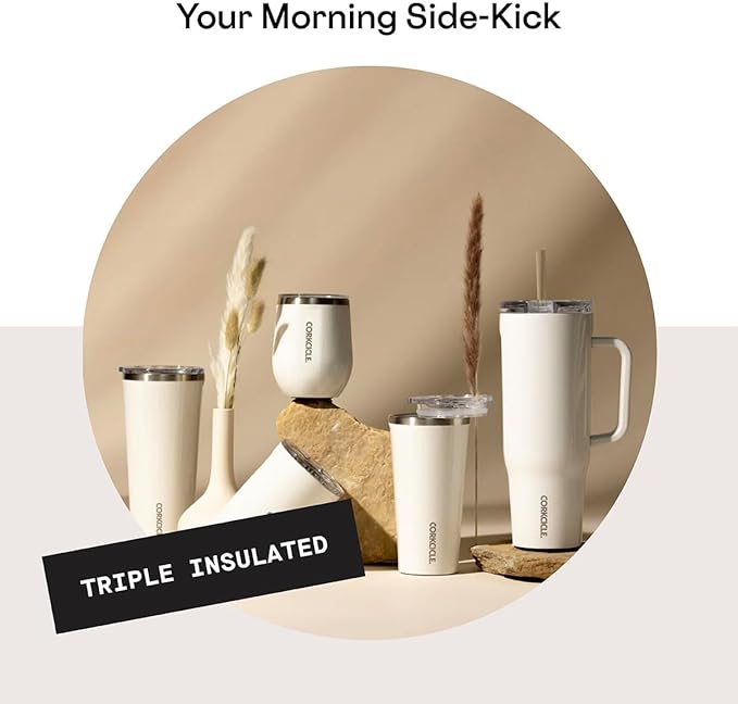 Corkcicle Classic Coffee Mug - Triple Insulated Stainless Steel for Travel - Shatter-Proof Lid - Keeps Drink Hot Over 3 Hours - Holiday Mug Gift - Great for Gifting Warmth - 16 oz - Oat Milk