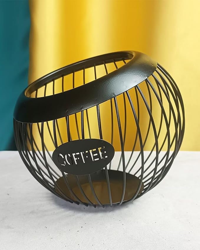 Coffee Pod Holder Large Capacity Coffee Pod Storage Metal Kitchen Countertop Organizer for Home Office Black A