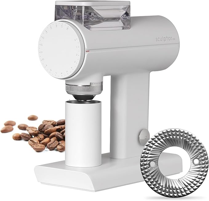 TIMEMORE Sculptor 078 Turbo Burr Coffee Bean Grinder, Electric Grinder with Stepless Coarseness Adjustment, Only Suitable for Pour over - White