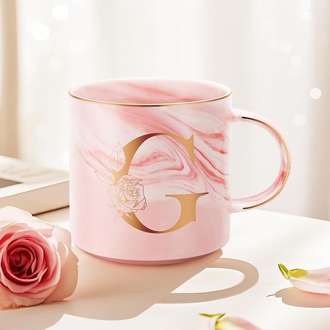 Personalized Gifts for Women Coffee Mug, Initial Customized Gift Monogrammed A-Z Coffee Mug 12 OZ, Christmas Anniversary Birthday Gifts for Women Mom Grandma Friend Sister Wife(G)