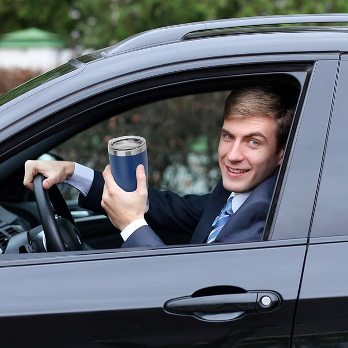 DOMICARE 20oz Tumbler with Lid Stainless Steel Tumblers Bulk, Double Wall Vacuum Insulated Coffee Travel Mug Powder Coated Tumbler, 1 Count (Pack of 1) Navy