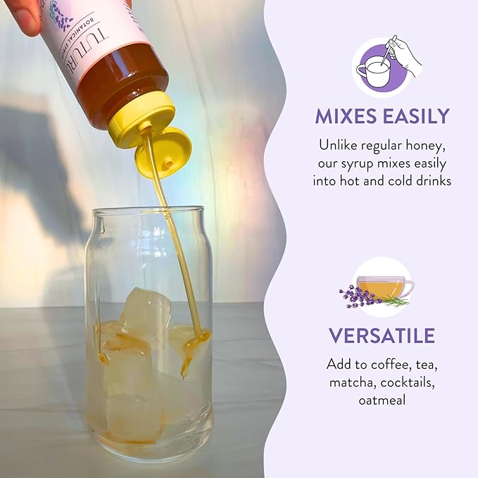 Lavender Honey Simple Syrup for Coffee, Cocktails, Tea, Matcha - Clean Simple Syrup with Real Lavender & Honey - 13.5 oz