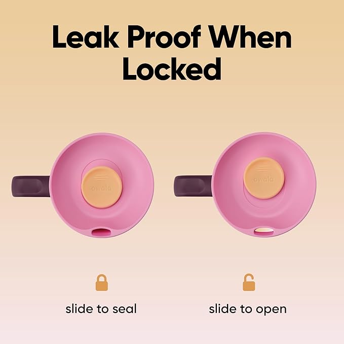 Owala SmoothSip Slider Stainless Steel Insulated Travel Mug with handle, 100% Leak Proof, For Hot and Cold Drinks, Travel Friendly with Sliding Lock Lid, 12oz, BPA Free, Leak Proof, High Dive