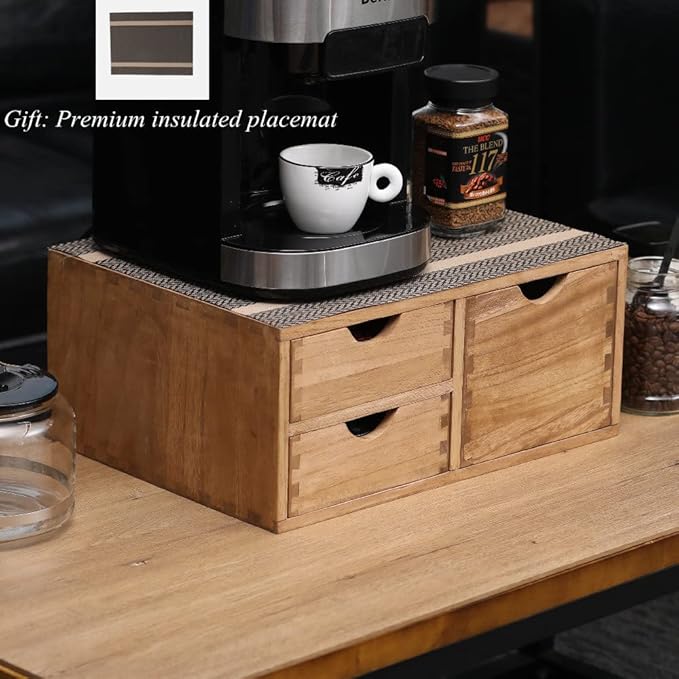 Capsules Coffee Storage Drawer for Pod K-cup Holder - Counter Organizer for Kitchen Utensil Storage - Wood Desktop Coffee Brewer Accessories Stand CF2D3C-LT