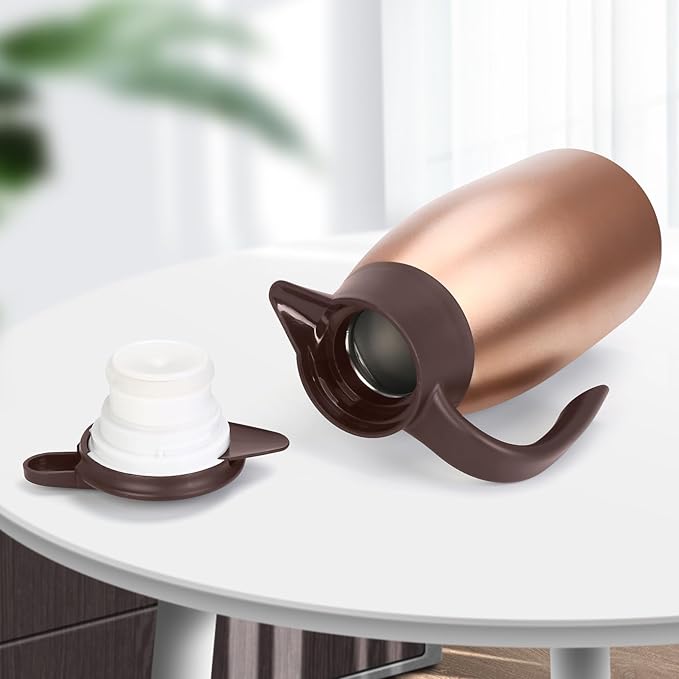 68oz Thermal Coffee Carafe, 2 Pack Airpot Insulated Coffee Urns Stainless Steel Vacuum Thermal Pot Dispenser for Coffee, Hot Water, Tea, Hot Beverage - Keep 12 Hours Hot, 24 Hours Cold (Rose Gold)