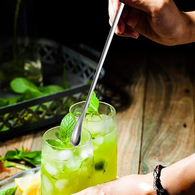 Delove Stainless Steel Coffee Stirring Spoon Beverage Cocktail Stirrers Stir Cocktail Drink Mixing Swizzle Stick- Tiny Salt Condiment Spoon - Reusable - Set of 4 (7.6-Inch)