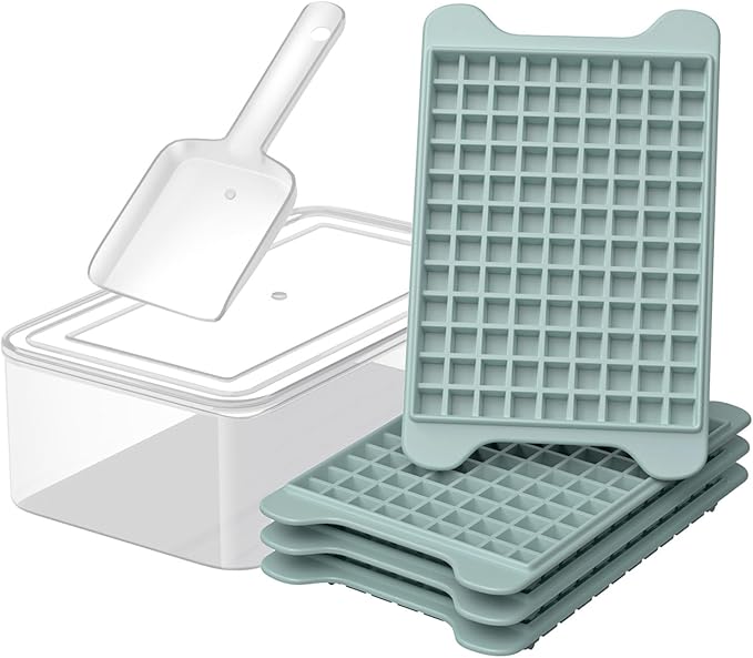 Mini Ice Cube Tray for Freezer: GGUW Nugget Ice Cube Tray with Bin - Crushed Ice Tray Making 4×108 PCS Icecube - Easy Release Iced Maker Trays