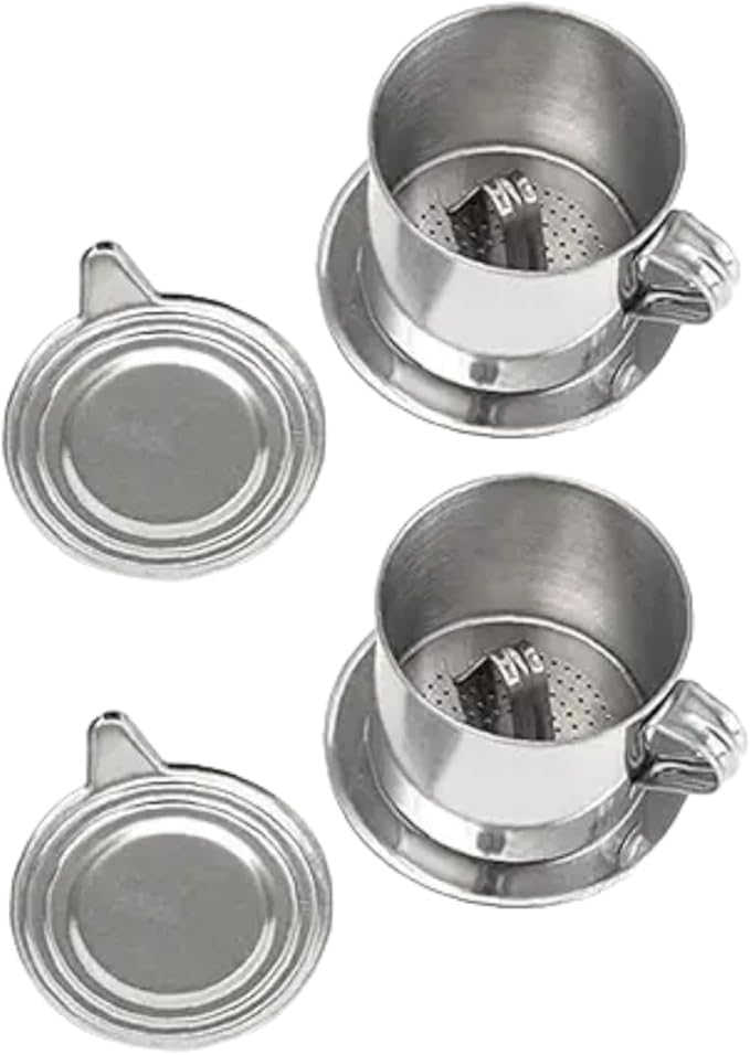 2 Set Vietnamese Coffee Filter Stainless Steel Coffee Pot Drip Infuse Cup Brewing Teapot No Need Paper Drip Coffee Pot Machine Filter Attractive processing