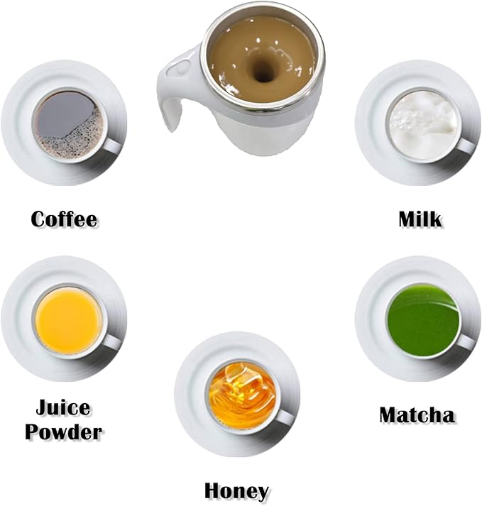 Self Stirring Mug - Automatic Magnetic Electric Coffee Mug, Rotating Cute Mixing Cup Tasse, To Stir Office/Kitchen/Travel/Home Coffee/Tea/Hot Chocolate/Milk-450 ml/15.2 oz(Black)
