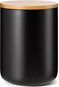 Yangbaga Black Canisters for Kitchen-Kitchen Canisters for Countertop with Airtight Wood Lids/Spoons/Stickers,Ceramic Kitchen Storage Containers for Large Flour,Suger,Coffee（84 OZ