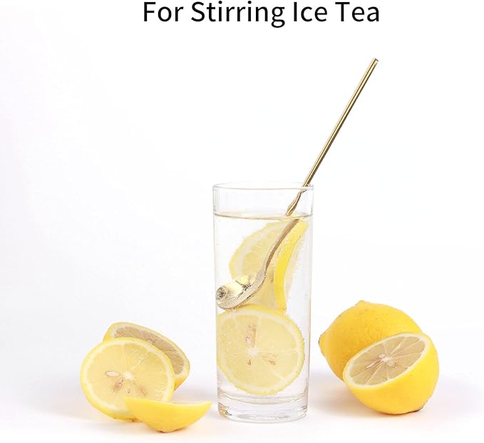 4 PCS 6.7 Inches Coffee/ Tea Spoons Long Handle, Gold, Ice Tea, Espresso Stainless Steel Long Spoons for Stirring