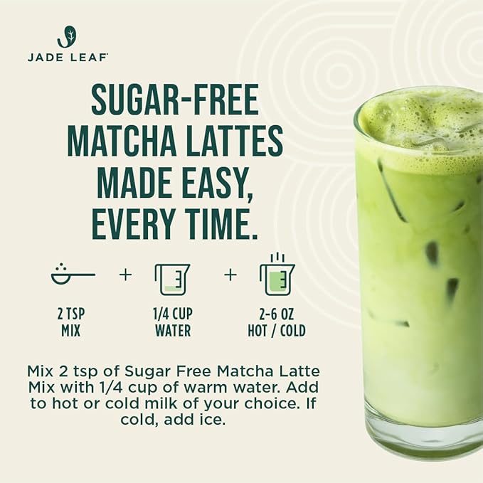 Jade Leaf Matcha Organic Cafe Style Sugar Free Matcha Latte Green Tea Powder, Premium Barista Crafted Mix, Authentically Japanese, 15 Servings (5.3 Ounce Pouch)