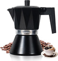 Moka Pot, 6-Cup Espresso Maker, 300ml Portable Stovetop Espresso Maker, Percolator Coffee Pot Compatible with Induction Cooktops, Suitable for Home and Camping (Black)