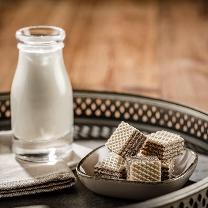 Loacker Quadratini Espresso Wafer Cookies LARGE - 30% Less Sugar - Premium Crispy Bite Size Wafers - NON-GMO - LARGE Pack of 6