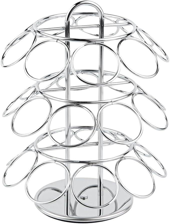Restaurantware Restpresso 6.7 x 8.7 Inch Coffee Capsule Holder 1 Durable Pod Carousel - Holds 27 K-Cups 360-Degree Rotatable Iron Espresso Pod Organizer Mesh Tray Pods Not Included