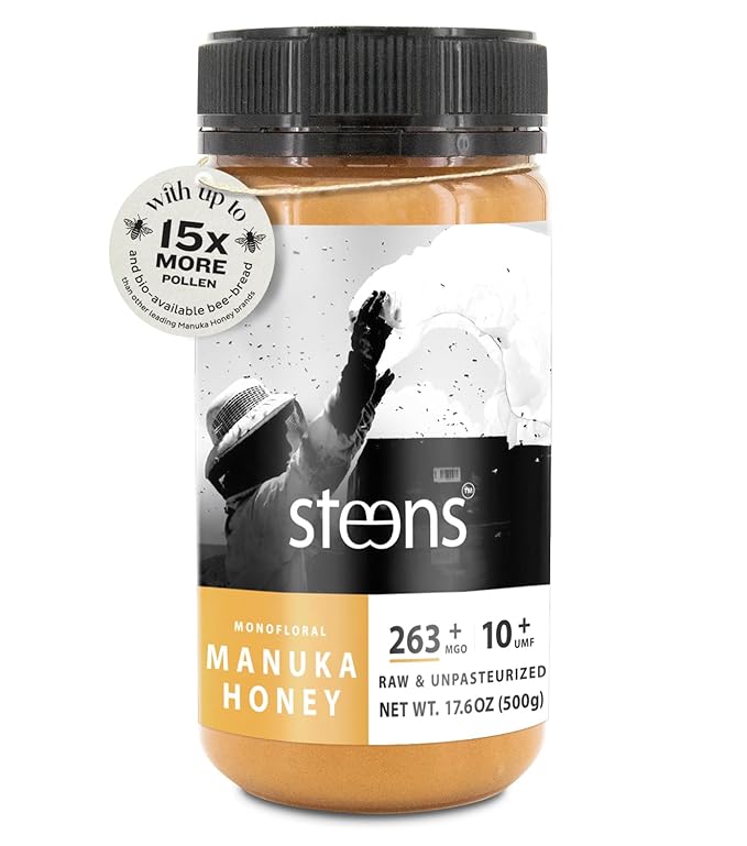 Steens Manuka Honey - MGO 263+ - Pure & Raw 100% Certified UMF 10+ Manuka Honey - Bottled and Sealed in New Zealand - 17.6 oz Jar…