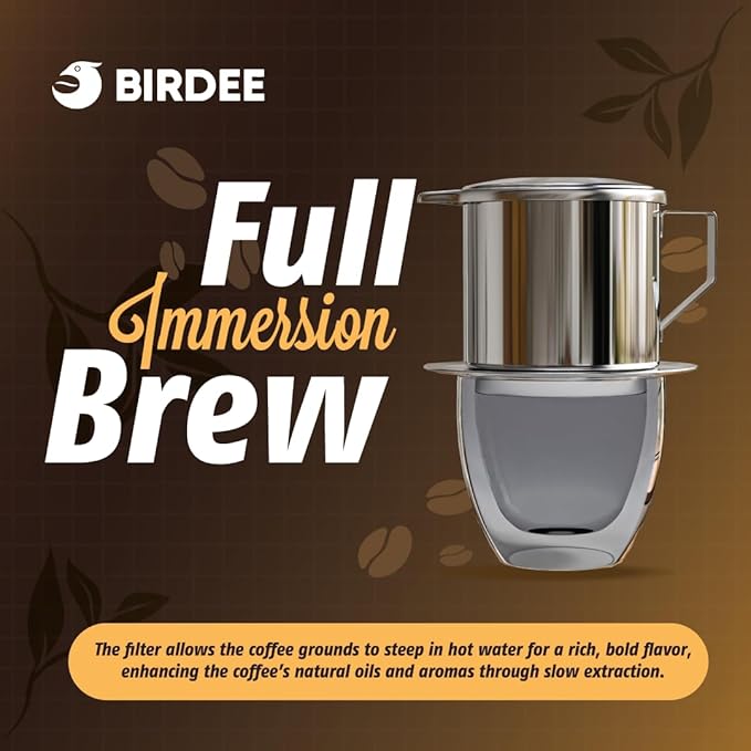 Birdee Vietnamese Coffee Dripper - 16oz (Pack of 4), Stainless Steel, Large Drip Filter, Durable, Dishwasher Safe, Home Use, Travel, Camping, Gift Sets