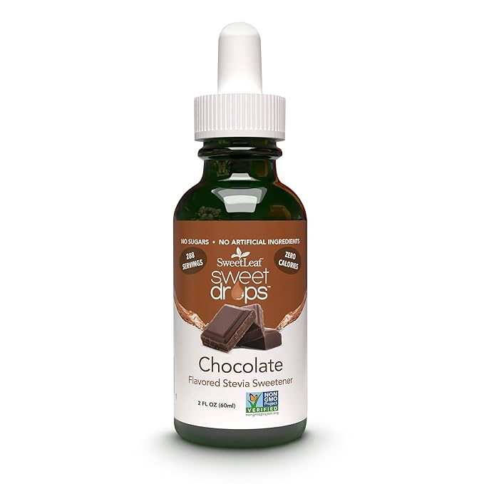 SweetLeaf Sweet Drops- Flavored Stevia Liquid Sweetener, Organic Stevia Extract, Zero Calories, Gluten Free, Keto Friendly, Non GMO, Natural Flavors, Sugar Alternative - Chocolate, 2 Fl Oz (Pack of 1)