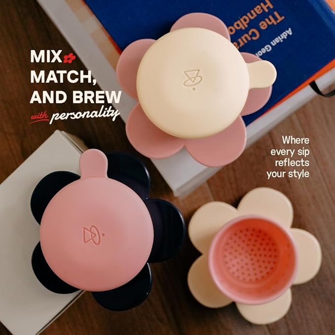 – Vietnamese Coffee Dripper – MIX COLORS – Pour Over Coffee Maker with Flower Design – Reusable Coffee Filter for Sustainable Brewing (Pink + Red)