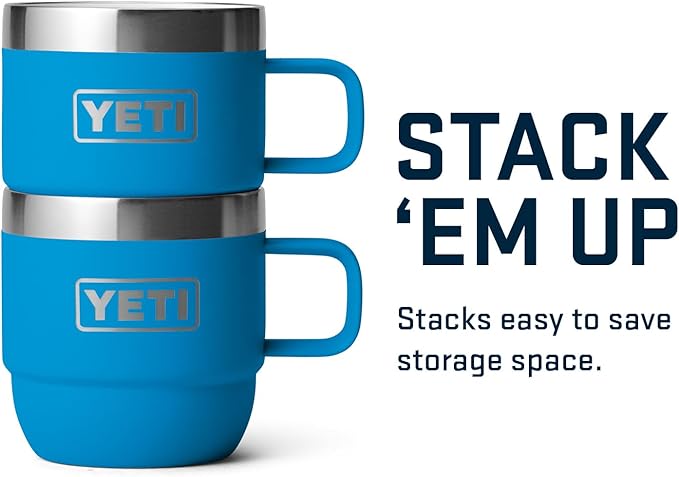 YETI Rambler 6 oz Stackable Mug, Stainless Steel, Vacuum Insulated Espresso/Coffee Mug, 2 Pack