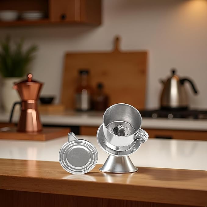 2Set Vietnamese Coffee Filter Stainless Steel Coffee Pot Drip Infuse Cup Brewing Teapot No Need Paper Drip Coffee Pot Machine Filter Attractive Processing, Reusable Coffee Filters