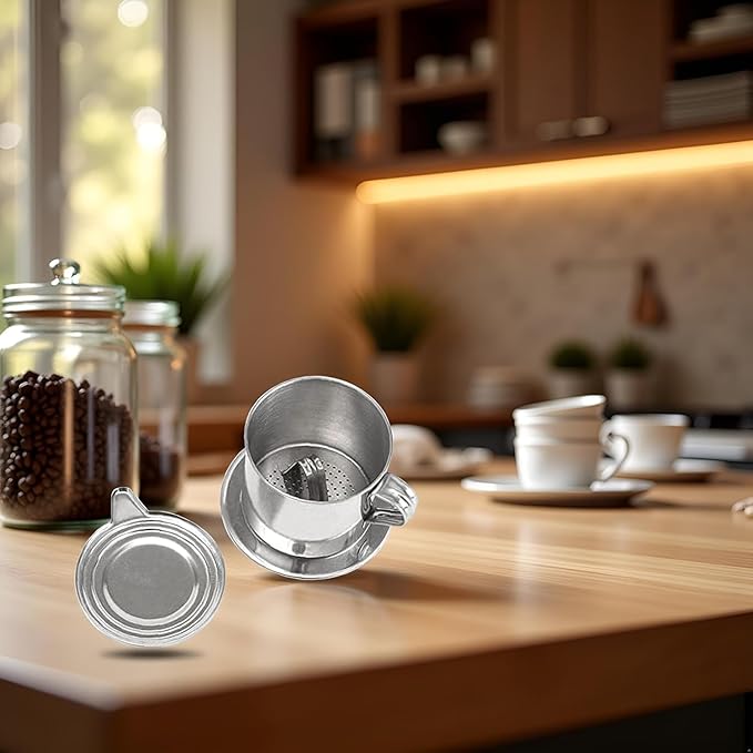 1 Set Vietnamese Coffee Filter Stainless Steel Coffee Pot Drip Infuse Cup Brewing Teapot No Need Paper Drip Coffee Pot Machine Filter Attractive Processing, Reusable Coffee Filters