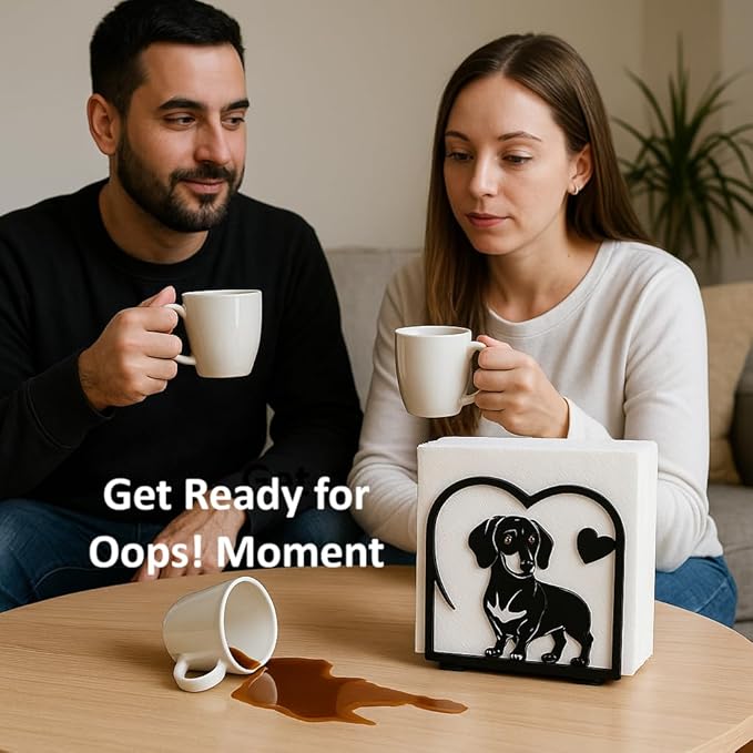 Decorative Cat and Dog Napkin Holder – Metal Napkin Organizer for Everyday & Cocktail Napkins – Cute cat Coffee filter holder size #2 & #4 for Kitchen Table Decor Gift for Animal Lovers 2-Pack