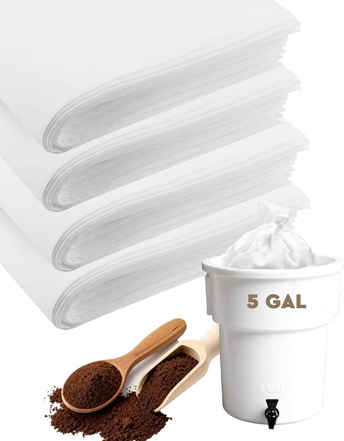 50 Pack 20" x 20" Cold Brew Coffee Filter Bags for Commercial and Home Use: Multi-Purpose Commercial Coffee Filters Compatible with 5-Gallon Systems to Brew Smooth Beverages and More