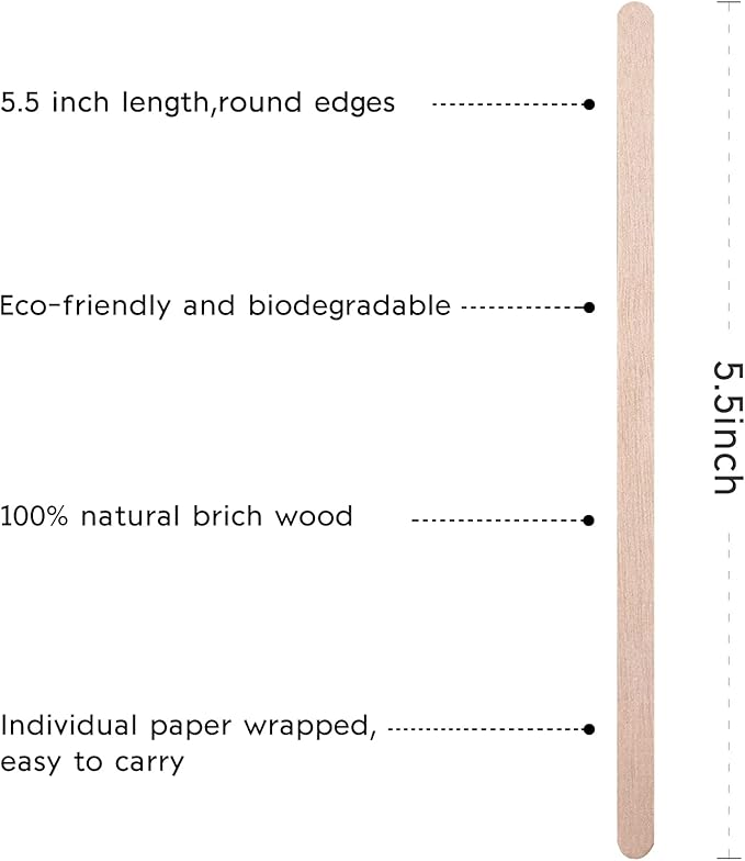 BLUE TOP Individually Paper Wrapped Wooden Coffee Stirrers 5.5 Inch Pack 1000, Disposable Wood Sticks for Coffee/Tea Hot Beverage, Hot Chocolate, Wood Blenders for butter sugar,Craft Stick.