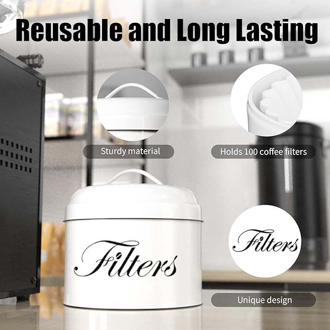 Coffee Filter Holder, Basket Storage Container for Counter, Black Small Bar Accessories for Coffee Bar Station(White)
