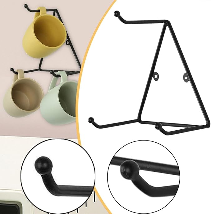 Fenteer Wall Mounted Coffee Cup Holder Storage Rack Decoration Organizer Stand Portable Modern Mug Holder Storage Shelf for Apartment