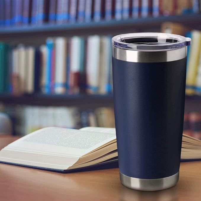 HASLE OUTFITTERS 20oz Tumblers Stainless Steel Mugs with Lid Double Wall Vacuum Insulated Coffee Cups for Cold & Hot Drinks (20oz-Navy, 12 Pack)