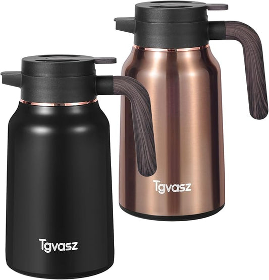 51 Oz Carafes for Hot Liquid, Stainless Steel Insulated Vacuum Thermal Coffee Carafes For Keeping Hot, 1.5 Liter Coffee Dispenser(Gold/Black)