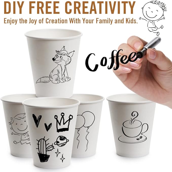 Ginkgo 300 Pack 12 oz Disposable Thickened Paper Coffee Cups with Lids and Sleeves, To Go Hot Coffee Cups Set for Chocolate, Cocoa, Beverages and Tea