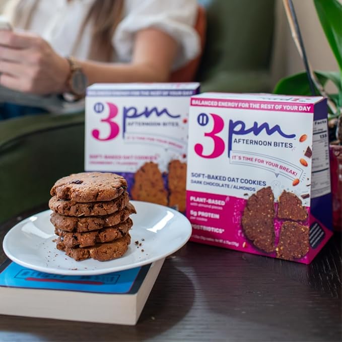 3PM Afternoon Bites Cranberry Flaxseed Cookies with Postbiotics, 5g of Protein, 15 Cookies