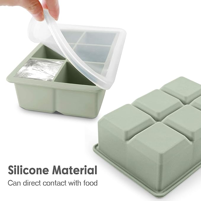 Silicone Ice Cube Trays 3 Pack - Large Size Silicone Ice Cube Molds with Leak Proof Removable Lid Square Ice Cube Tray And BPA Free for Cocktail,Whiskey, Stackable Flexible Ice