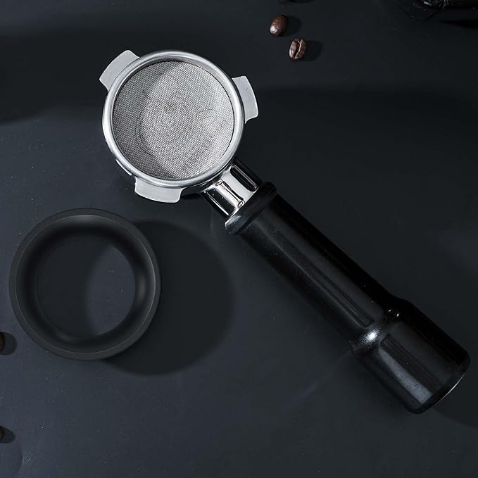 54mm Espresso Dosing Funnel & 53.5mm Puck Screen,PUSEE Coffee Dosing Ring Aluminum Metal,Reusable 1.7mm Thickness 150μm Espresso Puck Screen 316 Stainless Steel Fits 54mm Portafilter