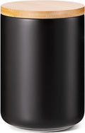 Yangbaga Black Canisters for Kitchen-Kitchen Canisters for Countertop with Airtight Wood Lids/Spoons/Stickers,Ceramic Kitchen Storage Containers for Large Flour,Suger,Coffee（32 OZ