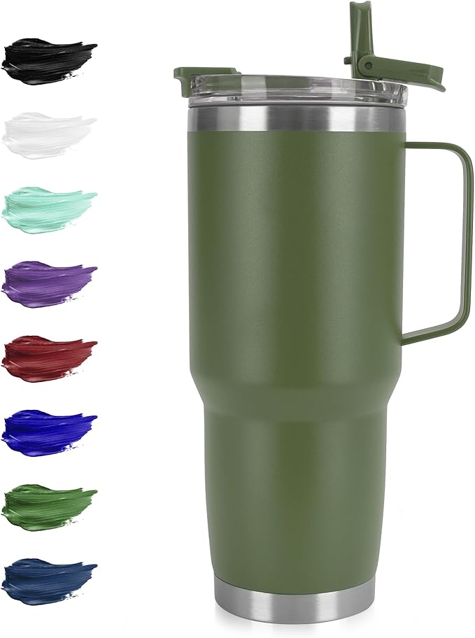 HASLE OUTFITTERS 30oz Tumbler With Handle, Insulated Travel Coffee Mug With Straw Leak-Proof Double Wall Stainless Steel Vacuum Tumblers Metal Cup with Straw for Hot and Cold Drink